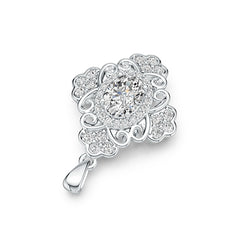 Sterling Silver Semi Mount Pendant Setting Oval OV 8X6mm with White Topaz Vintage-Inspired DHJ