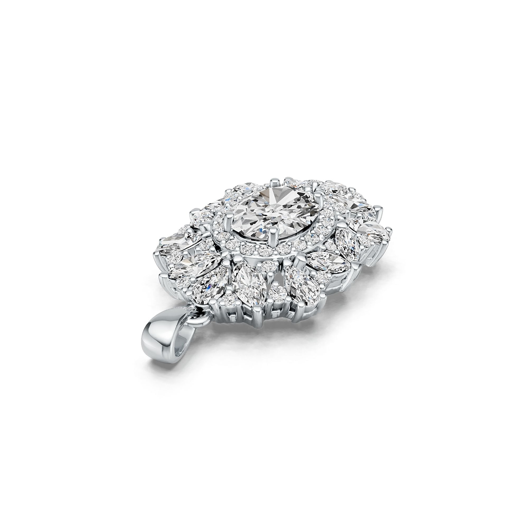 18K Gold Semi Mount Pendant Setting Oval OV 10X8mm Diamond Accent DHJ