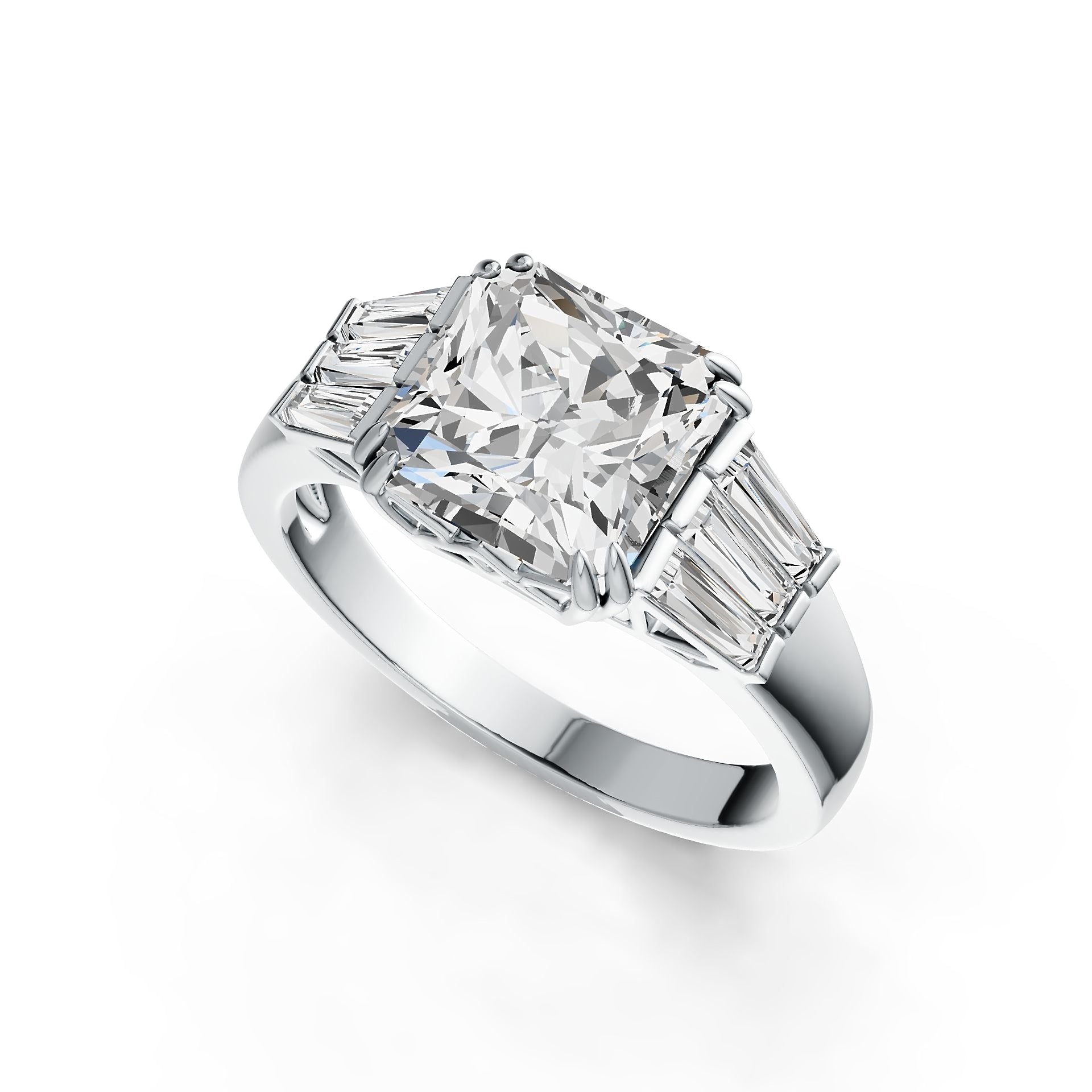 Sterling Silver Semi Mount Ring Setting Emerald OCT 9X9mm BG 5X2mm DHJ