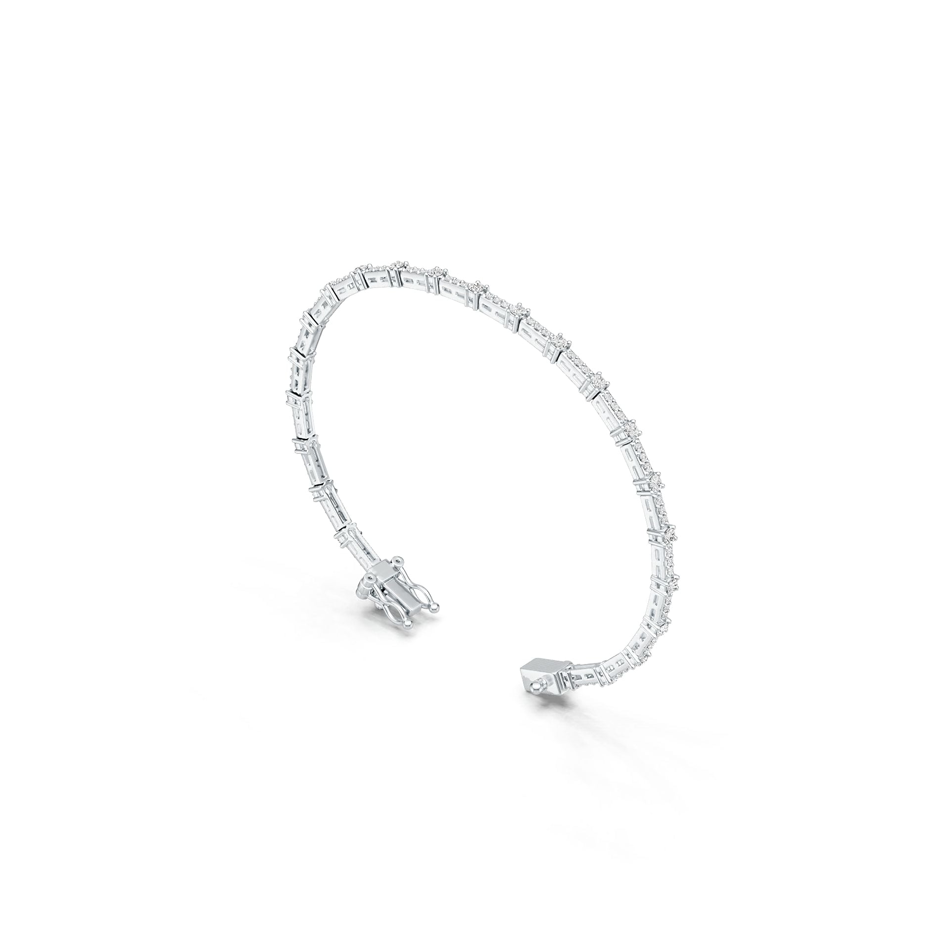Sterling Silver Bracelet with White Topaz or Moissanite DHJ