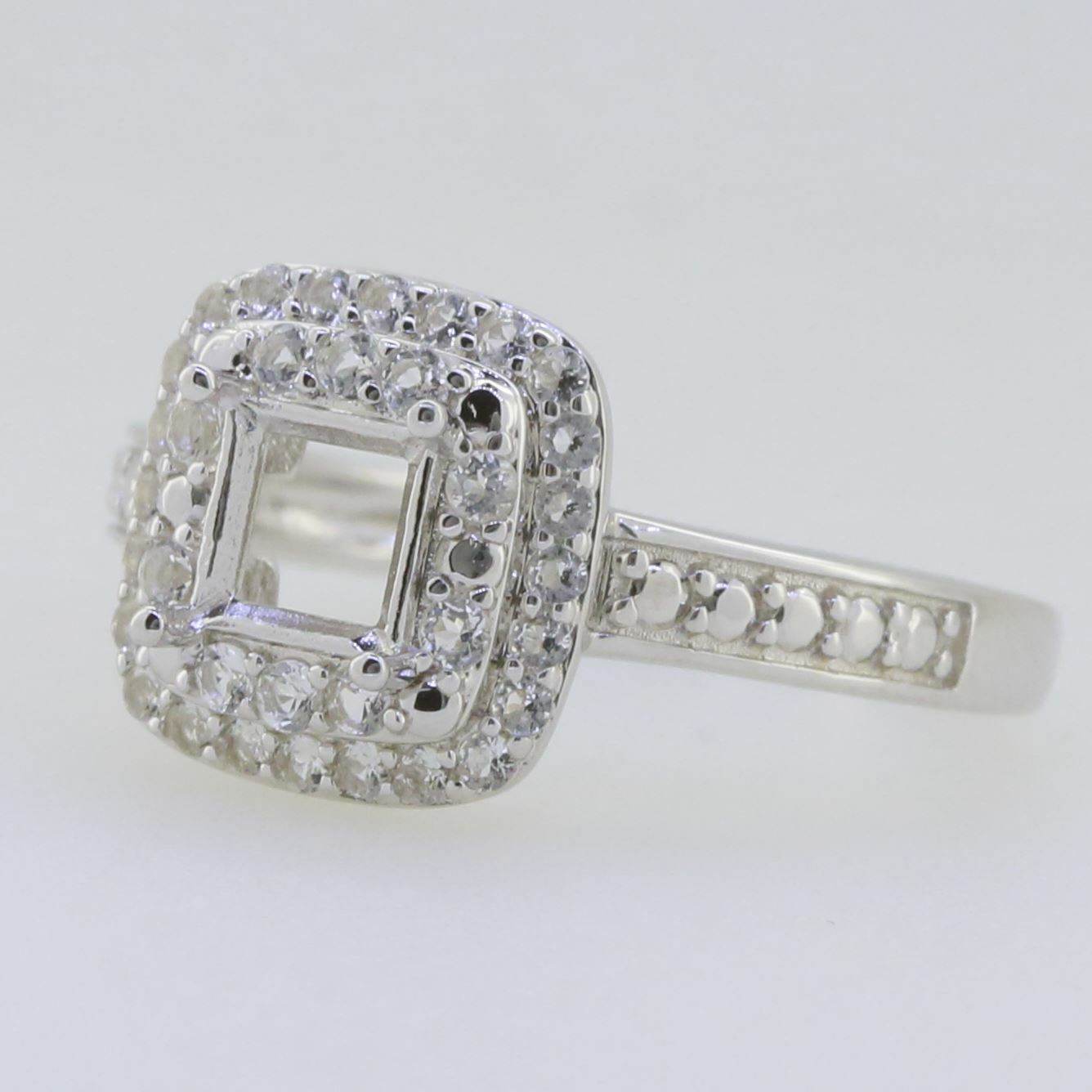 Platinum Semi Mount Ring Setting Princess SQ 5X5mm Diamond Accent Syzjewelry