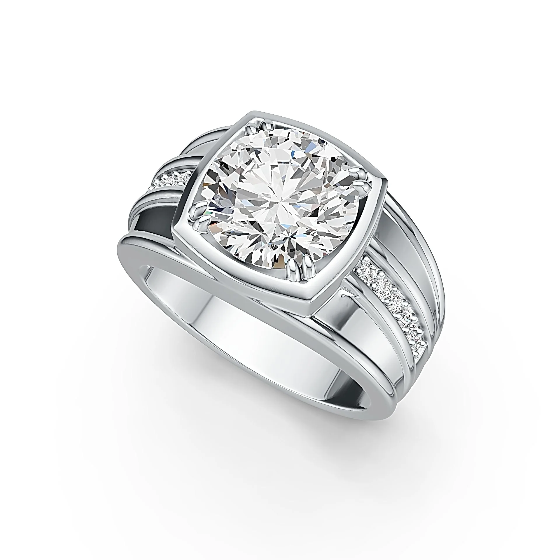 10K Gold Semi Mount Ring Setting Round RD 10.5x10.5mm with CVD Diamond Accent Syzjewelry