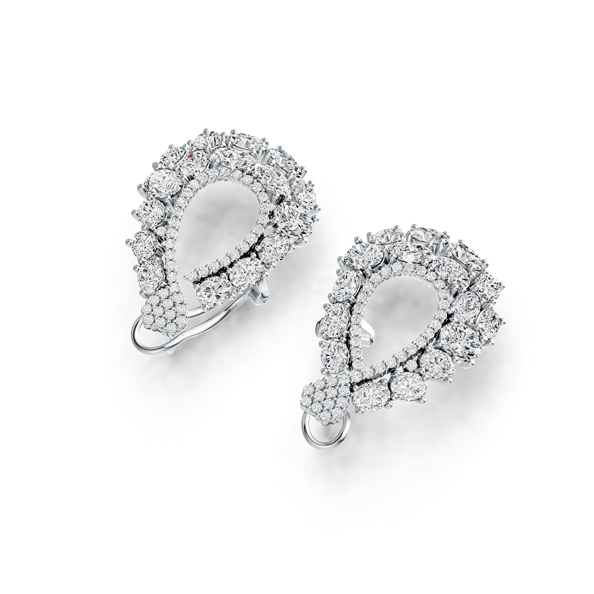 Platinum Semi Mount Earrings Setting Oval OV 5X4mm OV 5X3mm OV 4X3mm Diamond Accent DHJ