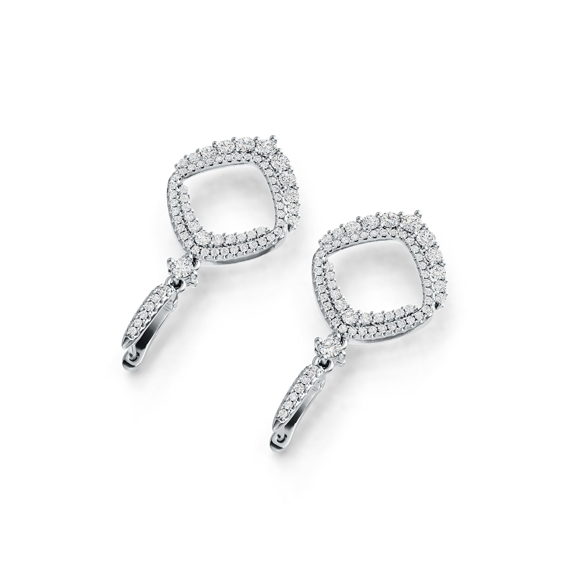Sterling Silver Kite Drop Earrings with White Topaz or Moissanite DHJ