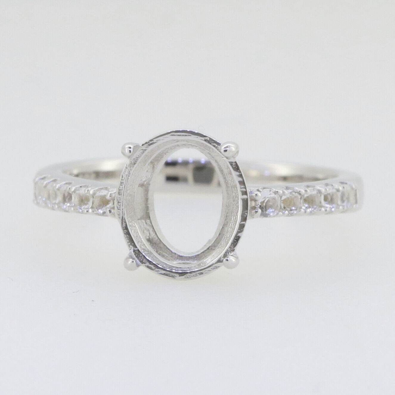 Platinum Semi Mount Ring Setting Oval OV 10x8mm Accent White To Diamond Accent Syzjewelry