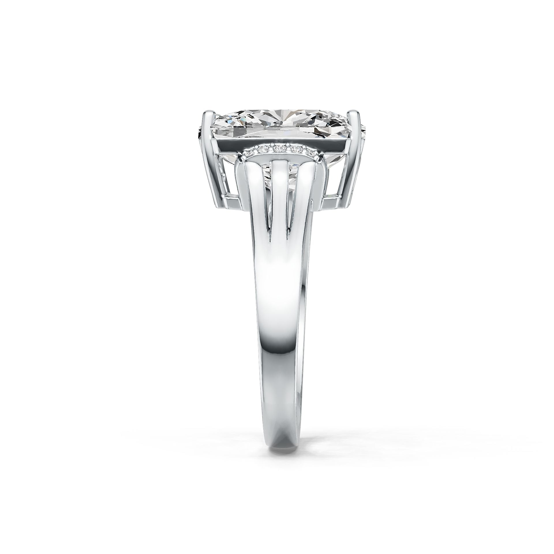 Platinum Semi Mount Ring Setting Cushion CU 14X12mm Diamond Accent DHJ