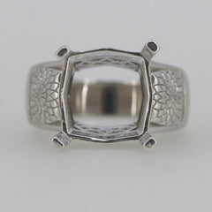 Men's 18K Gold Semi Mount Ring Setting Princess SQ12x12mm CU13x13 Male Ring Art Nouveau Style Syzjewelry