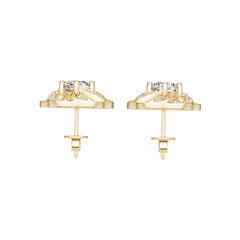 14K Gold Semi Mount Earrings Setting Round Ro 6x6mm Diamond Accent Syz Jewelry