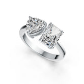 Sterling Silver Semi Mount Ring Setting Emerald OCT 8X6mm HT 7X7mm Toi et Moi Syzjewelry