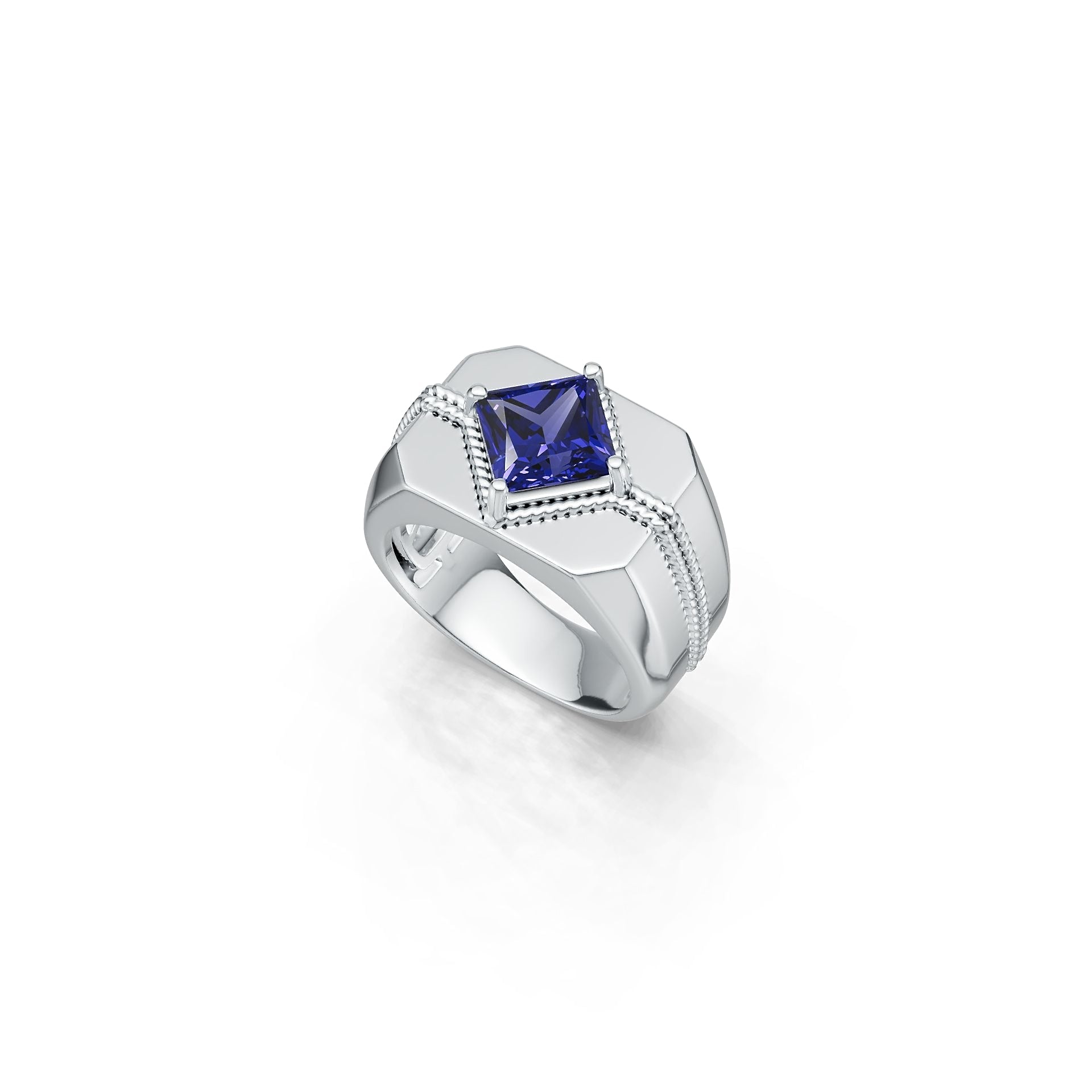 Men's Sterling Silver Semi Mount Ring Setting Princess SQ 7X7mm Braided Rope Syzjewelry