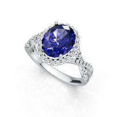 Sterling Silver Semi Mount Ring Setting Oval OV 10X8mm Halo Twist Shank Syzjewelry