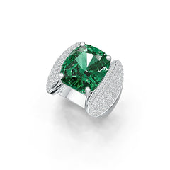 Sterling Silver Semi Mount Ring Setting Cushion CU 14X12mm with White Topaz - Syzjewelry