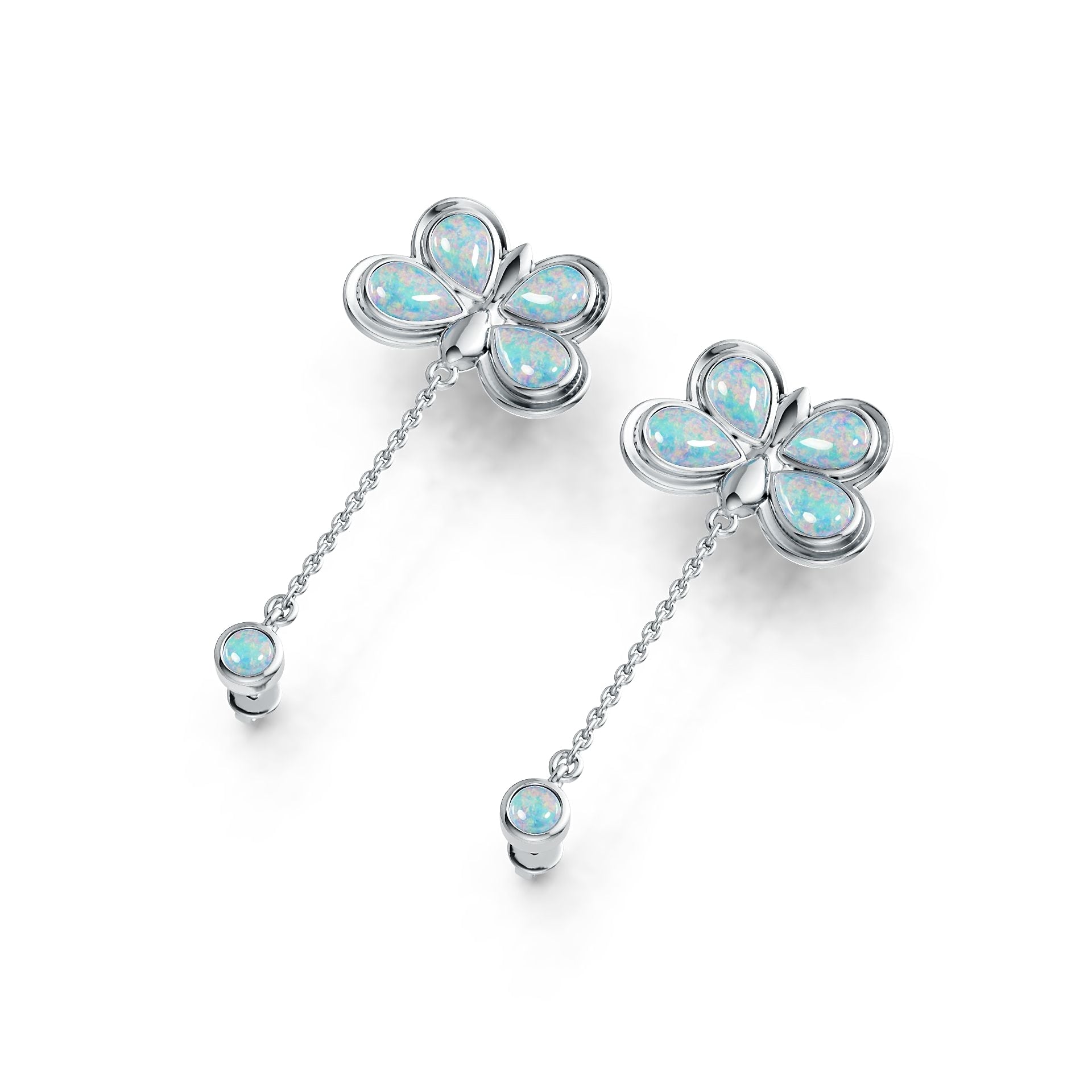 Sterling Silver Semi Mount Earrings Setting Pear PE 8X5mm PE 7X5mm RD 4x4mm Cabochon DHJ