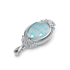 18K Gold Semi Mount Pendant Setting Oval OV 18x13mm Art Nouveau Cabochon DHJ