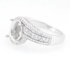 10K 14K Gold or 10K Gold Semi Mount Ring Setting Oval OV 9X7mm Halo Bypass Moissanite Accent DHJ