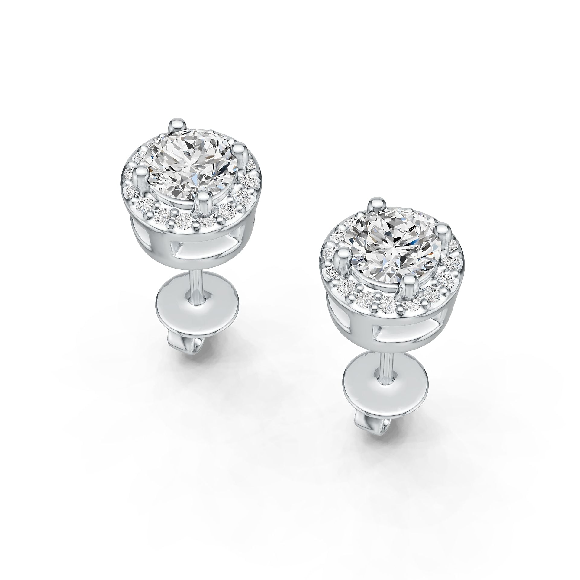 Sterling Silver Semi Mount Earrings Setting Round RD 4x4mm Halo DHJ