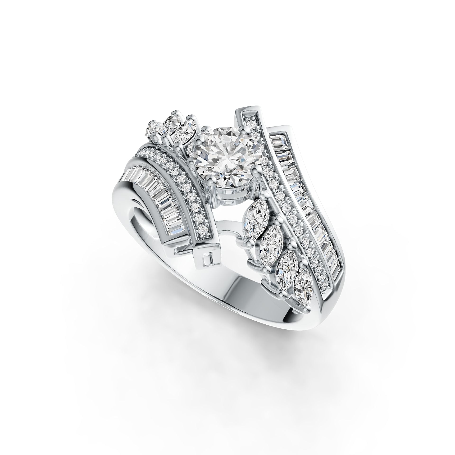 Sterling Silver Semi Mount Ring Setting Round RD 6x6mm Bypass DHJ