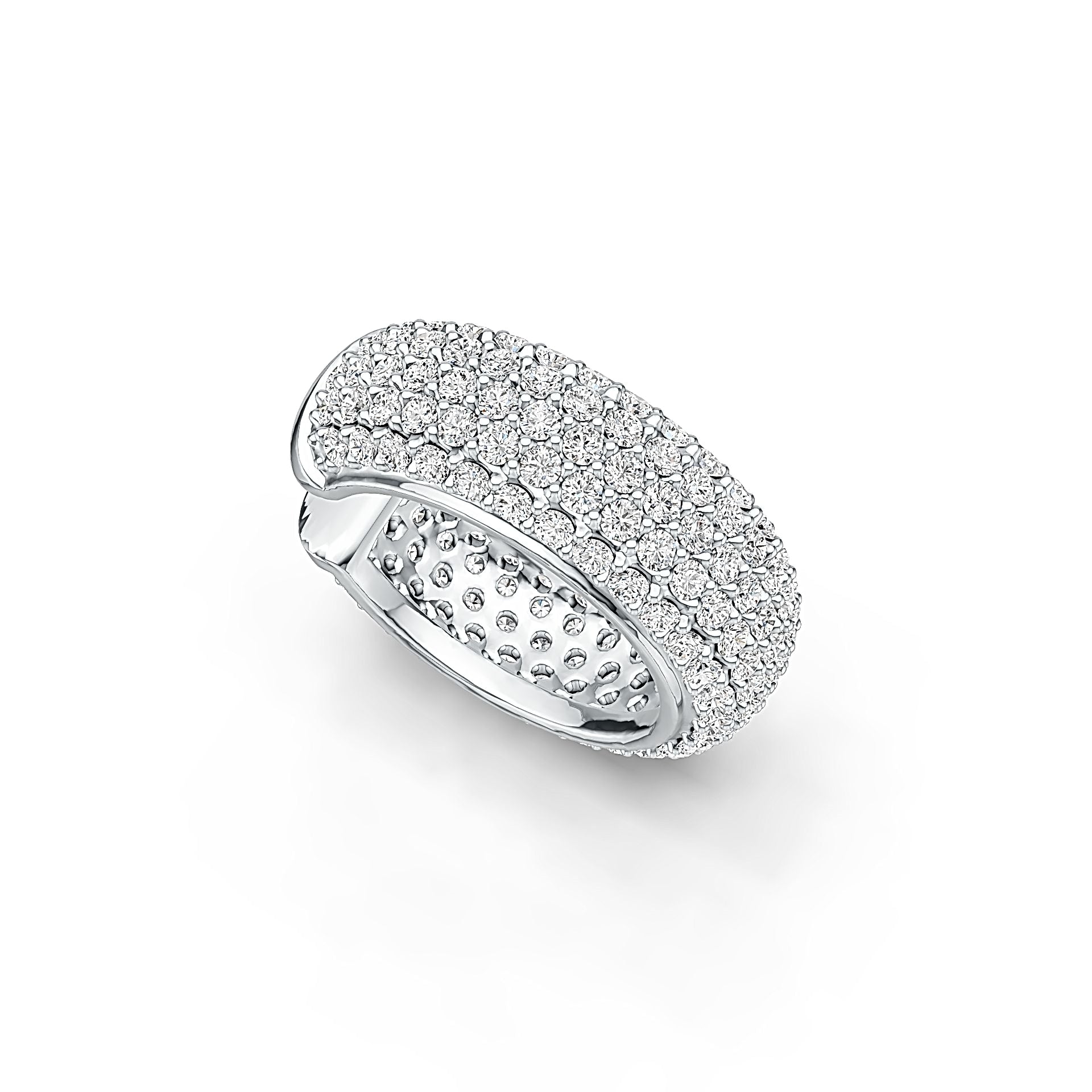 Sterling Silver Wide Pave Huggie Hoop Earring with White Topaz or Moissanite DHJ