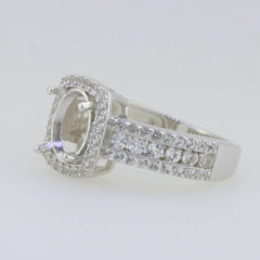10K Gold Semi Mount Ring Setting Oval OV 9X7mm Halo Moissanite Accent Syzjewelry