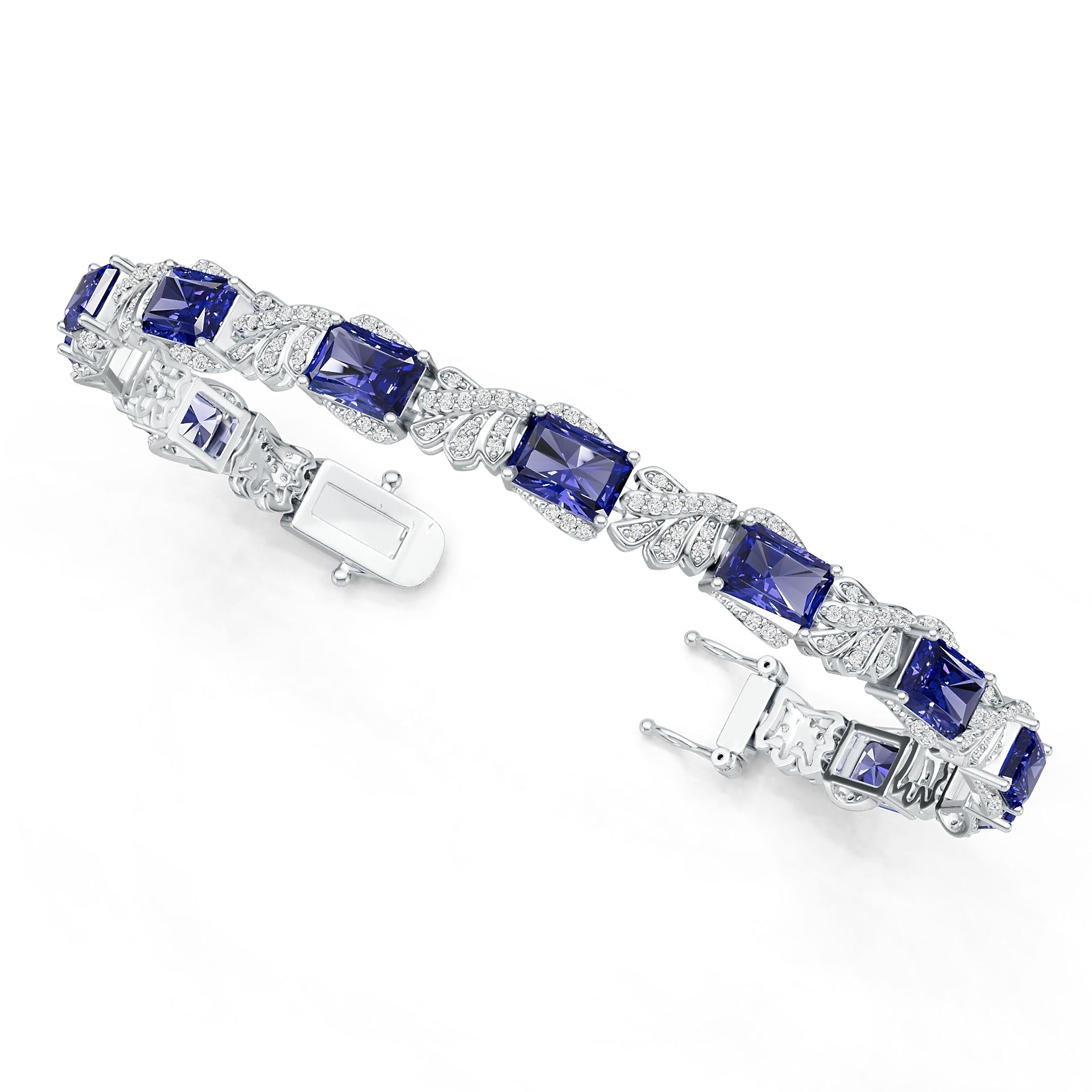 10K Gold Semi Mount Bracelet Setting Emerald Em 8x6mm Moissanite Accent Syz Jewelry