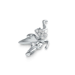 Sterling Silver Pendant with White Topaz or Moissanite Tinkerbell Fairy Theme DHJ