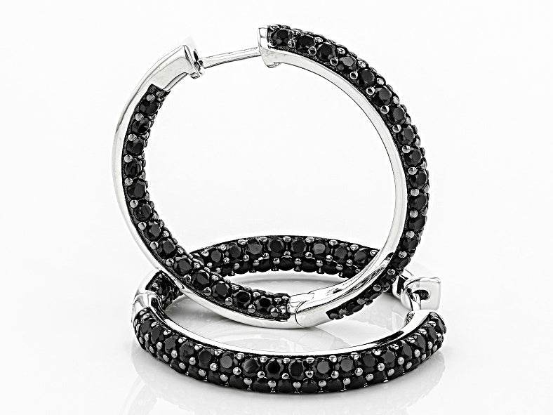 14K Gold Hoop Earrings with White Topaz or Moissanite Diamond Accent DHJ