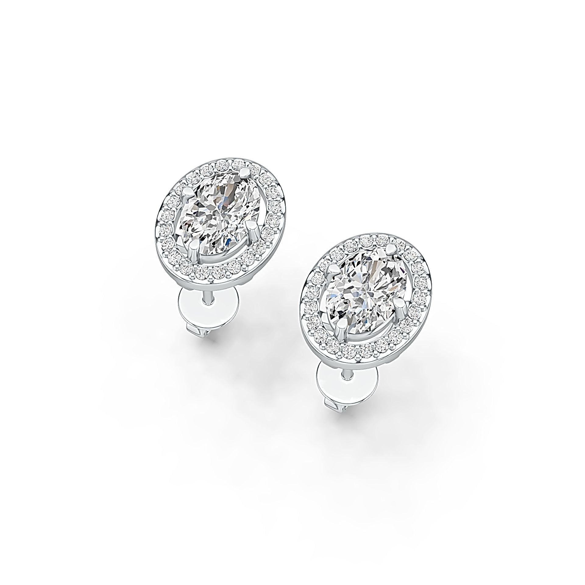 Sterling Silver Semi Mount Earrings Setting Oval OV 7X5mm Stud Halo - Syzjewelry