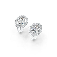 Sterling Silver Semi Mount Earrings Setting Oval OV 7X5mm Stud Halo - Syzjewelry