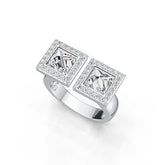 Sterling Silver Semi Mount Ring Setting Princess SQ 6x6mm Toi et Moi DHJ