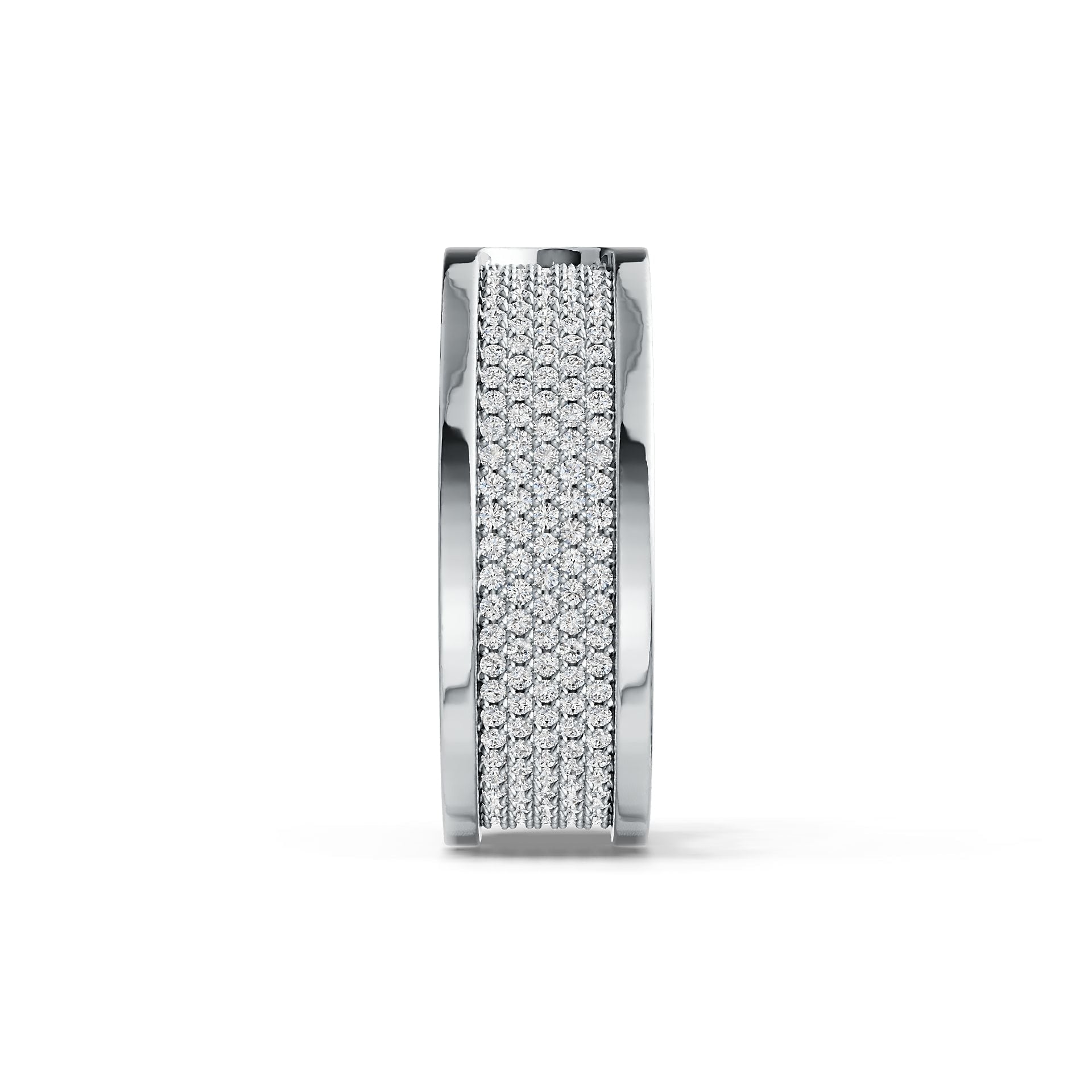 Platinum Men's Wide Band Ring with White Topaz or Moissanite Diamond Accent DHJ