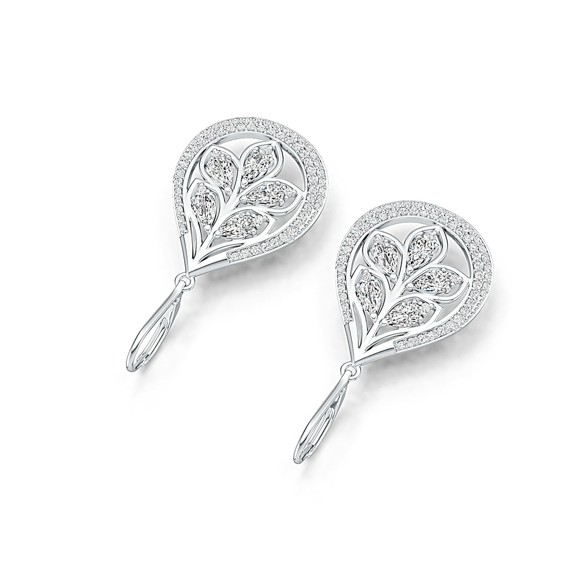 18K Gold Semi Mount Earrings Setting Pear PE 5X3mm Diamond Accent DHJ