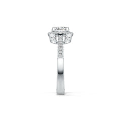 10K Gold Semi Mount Ring Setting Round RD 7X7mm Halo Moissanite Accent DHJ