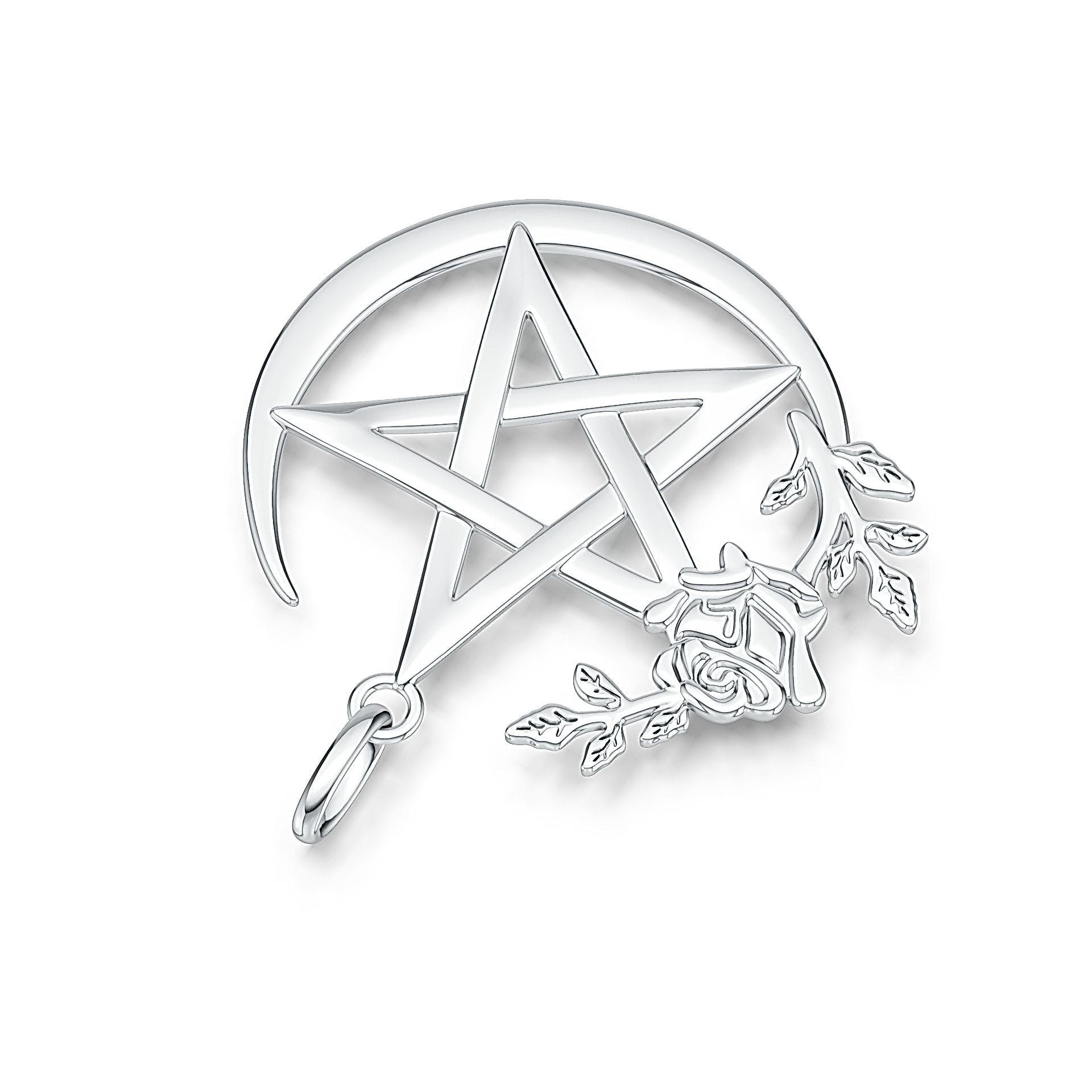 Sterling Silver Semi Mount Pendant Setting Rose Pentacle Pendant Syzjewelry