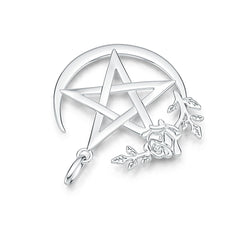 Sterling Silver Semi Mount Pendant Setting Rose Pentacle Pendant Syzjewelry