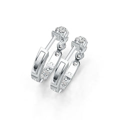 Sterling Silver Hoop Earrings with White Topaz or Moissanite Syzjewelry