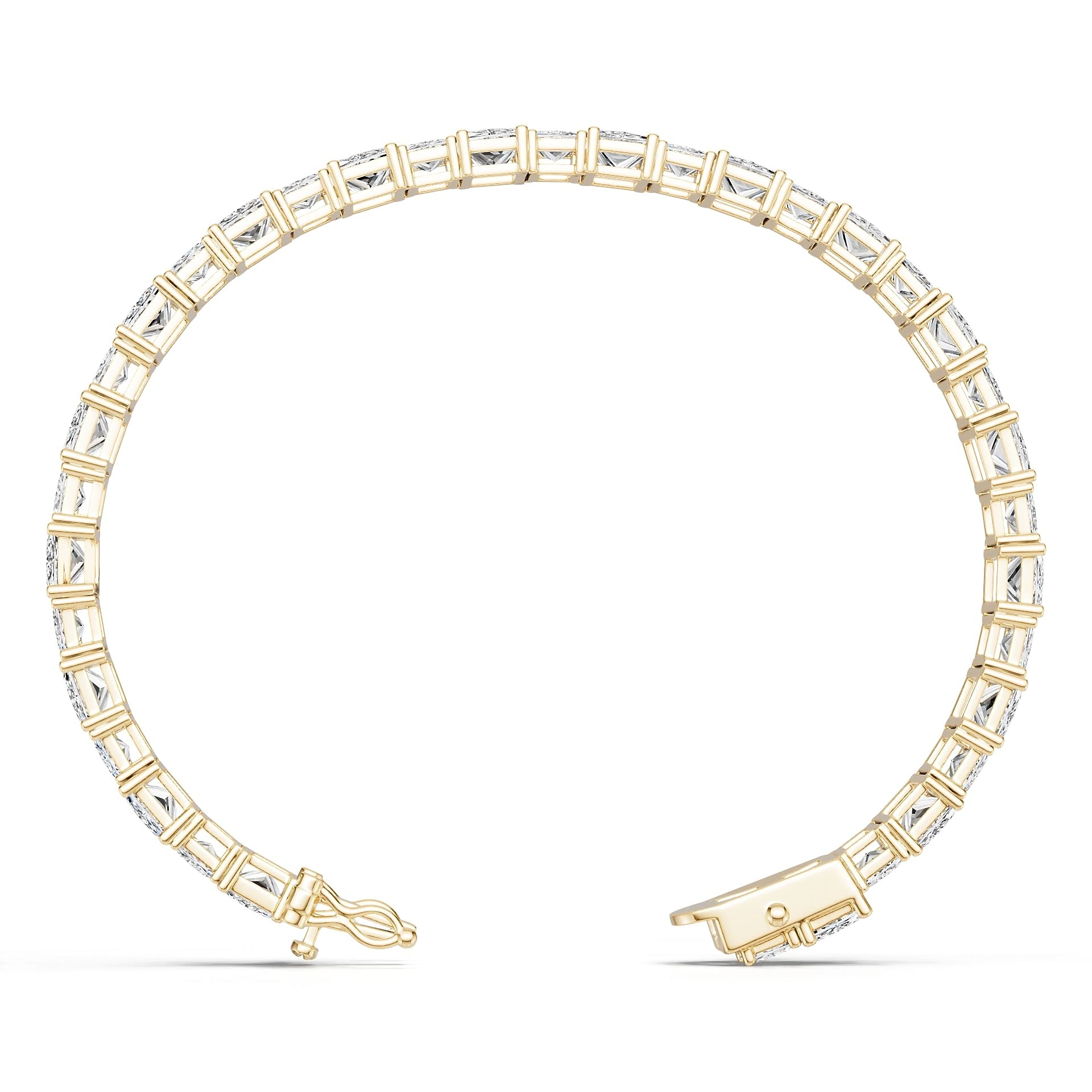 18K Gold Semi Mount Bracelet Setting Princess Pr 7x5mm Diamond Accent Syz Jewelry