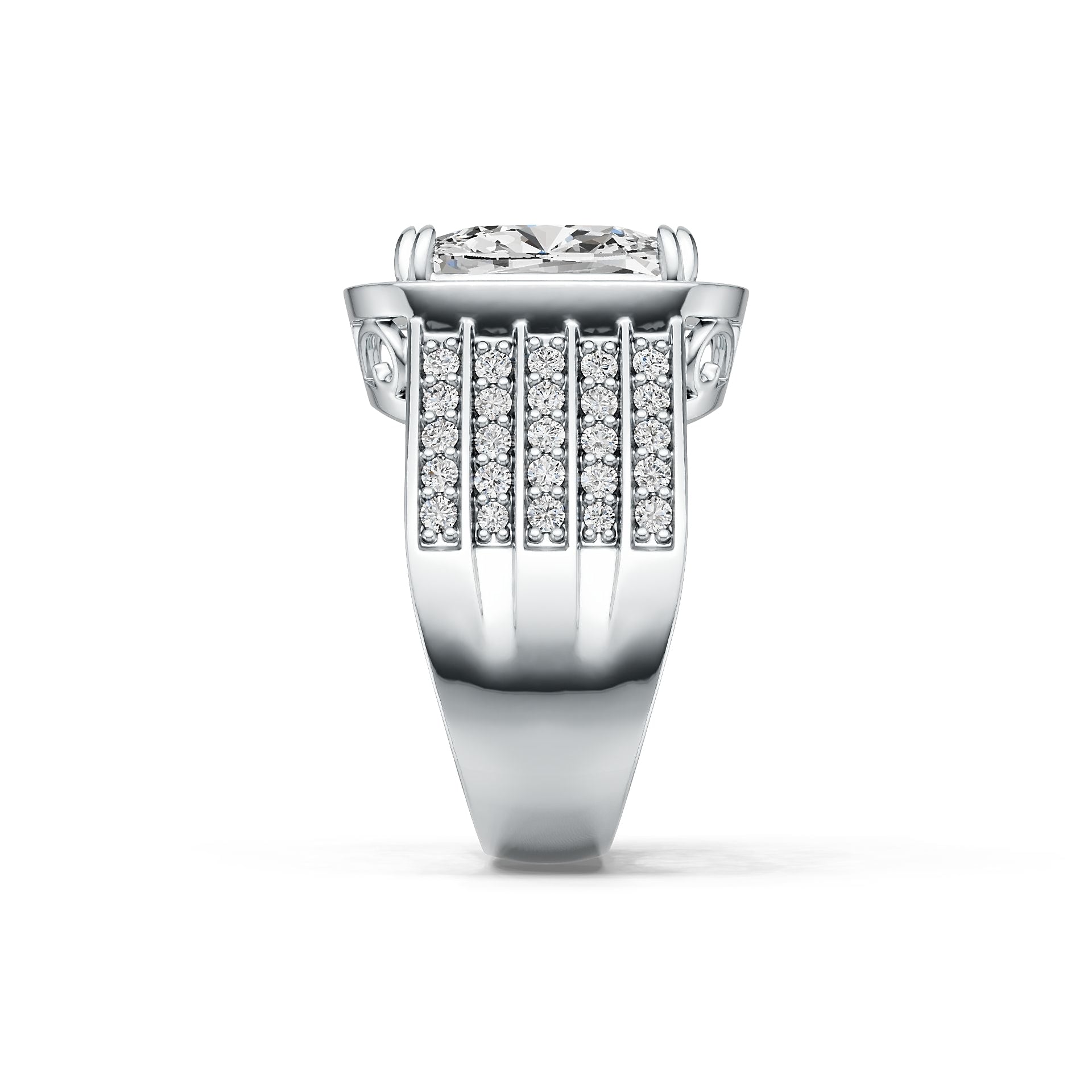Platinum Semi Mount Ring Setting Cushion CU 12X10mm with Diamond Accent DHJ