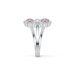 18K Gold Semi Mount Ring Setting Round RD 4x4mm Diamond Accent DHJ