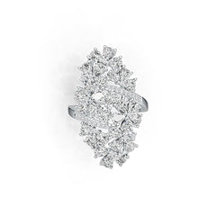 14K Gold Cocktail Cluster Ring with or Moissanite Diamond Accent DHJ