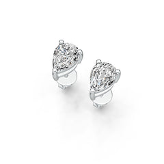 18K Gold Semi Mount Earrings Setting Pear PE 7X5mm Simple Stud DHJ