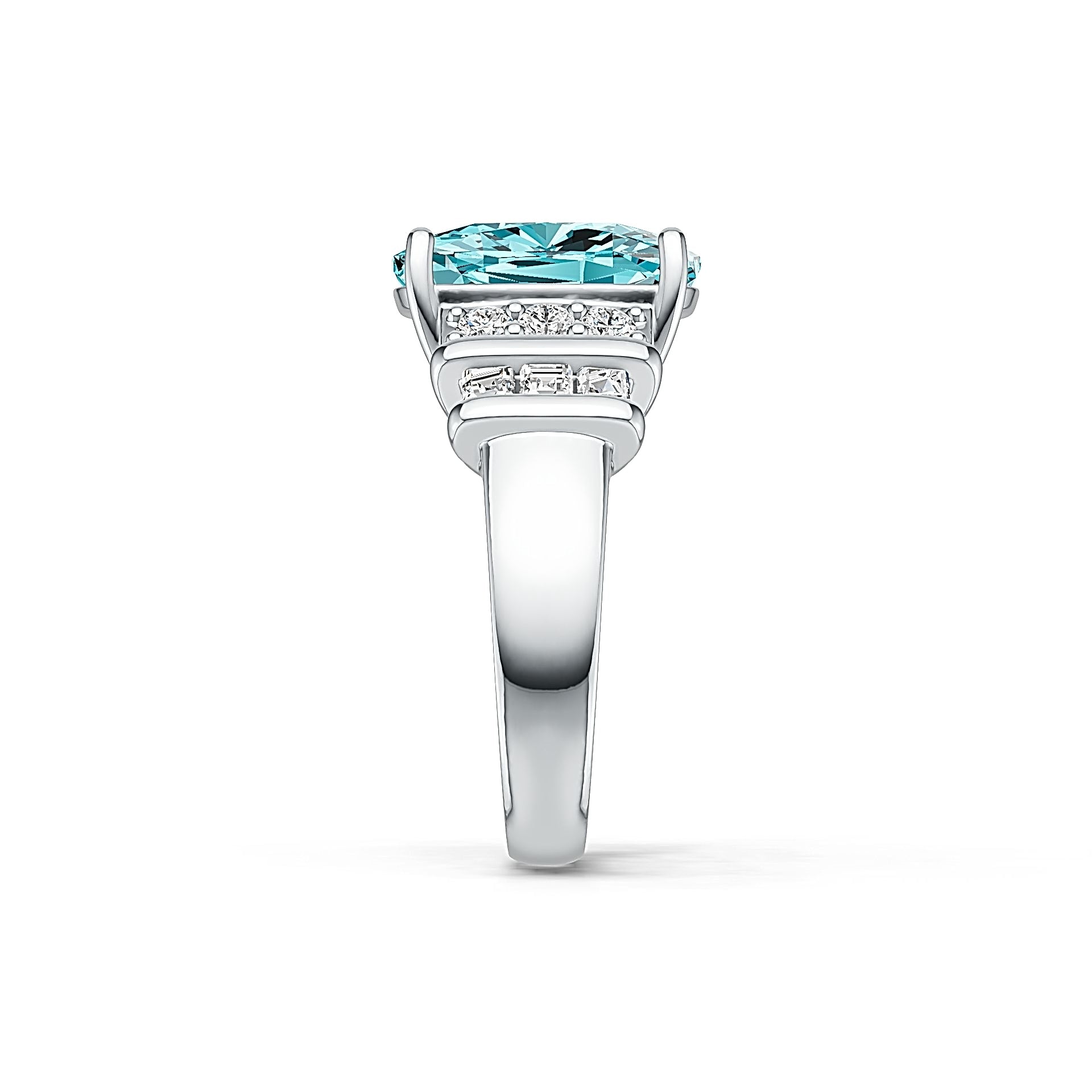 Platinum Semi Mount Ring Setting Cushion CU 12X10mm Diamond Accent DHJ