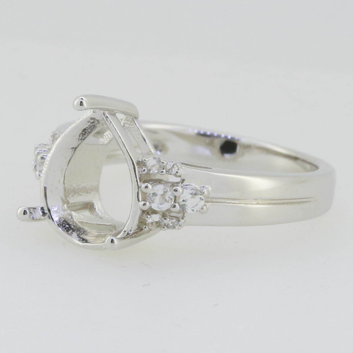 14K Gold Semi Mount Ring Setting Pear PE 11X9mm Diamond Accent Syzjewelry