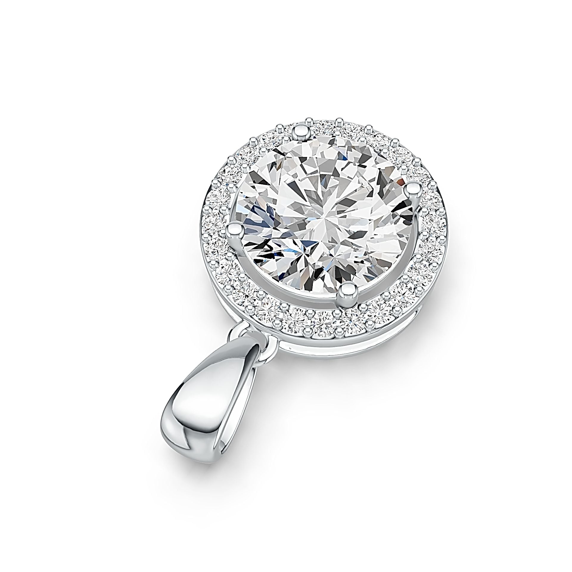 Sterling Silver Semi Mount Pendant Setting Round RD 13X13mm Halo White Topaz Syzjewelry