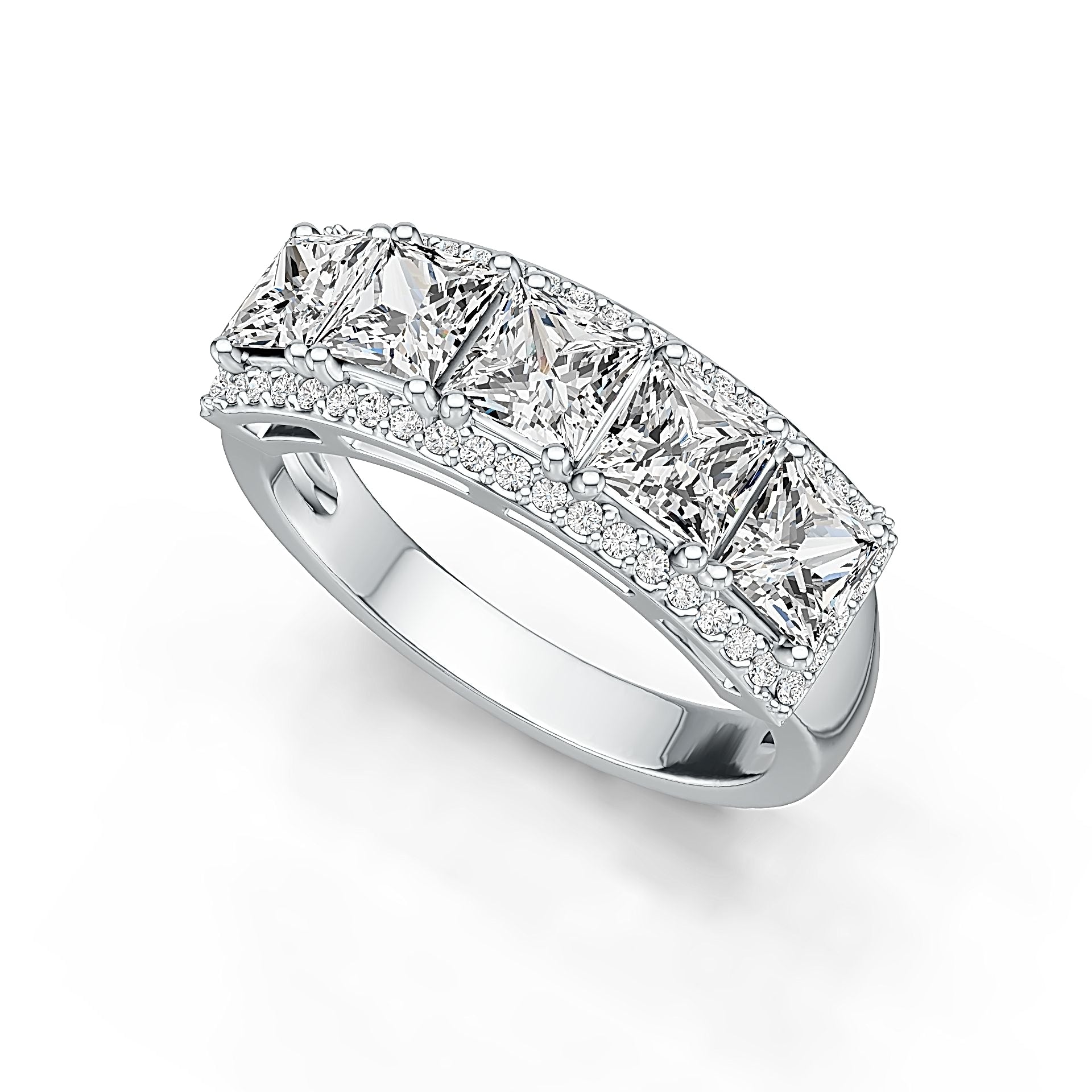 Sterling Silver Semi Mount Ring Setting Princess SQ 4X4mm with White Topaz Syzjewelry