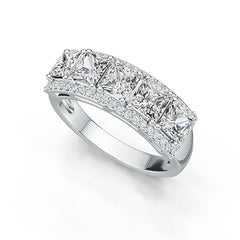 Sterling Silver Semi Mount Ring Setting Princess SQ 4X4mm with White Topaz Syzjewelry