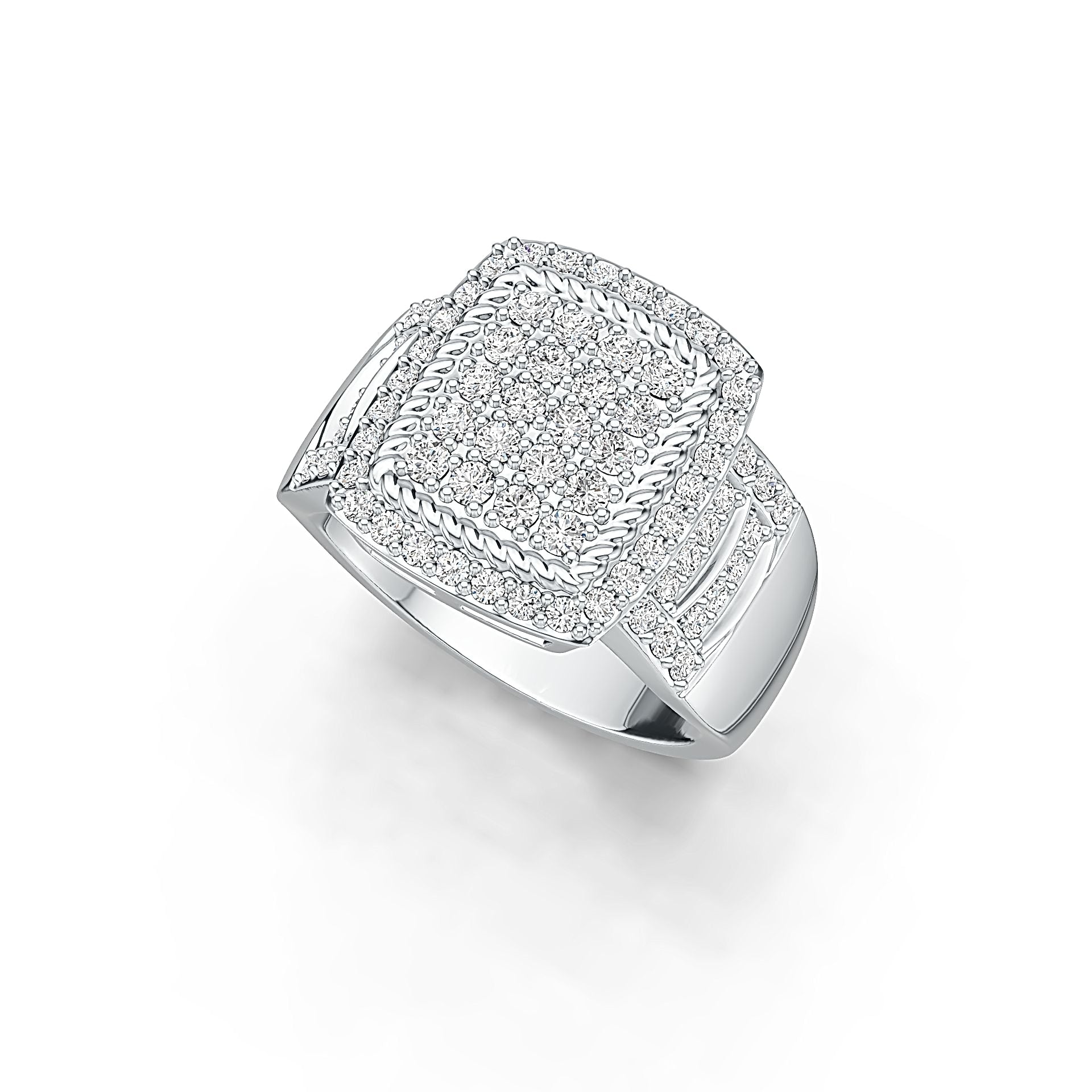 Sterling Silver Ring Square-Shaped with White Topaz or Moissanite DHJ
