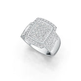 Sterling Silver Ring Square-Shaped with White Topaz or Moissanite DHJ