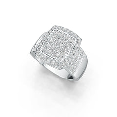 Sterling Silver Ring Square-Shaped with White Topaz or Moissanite DHJ