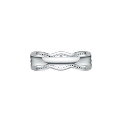18K Gold Ring Criss-Cross Infinity with White Topaz or Moissanite Diamond Accent DHJ