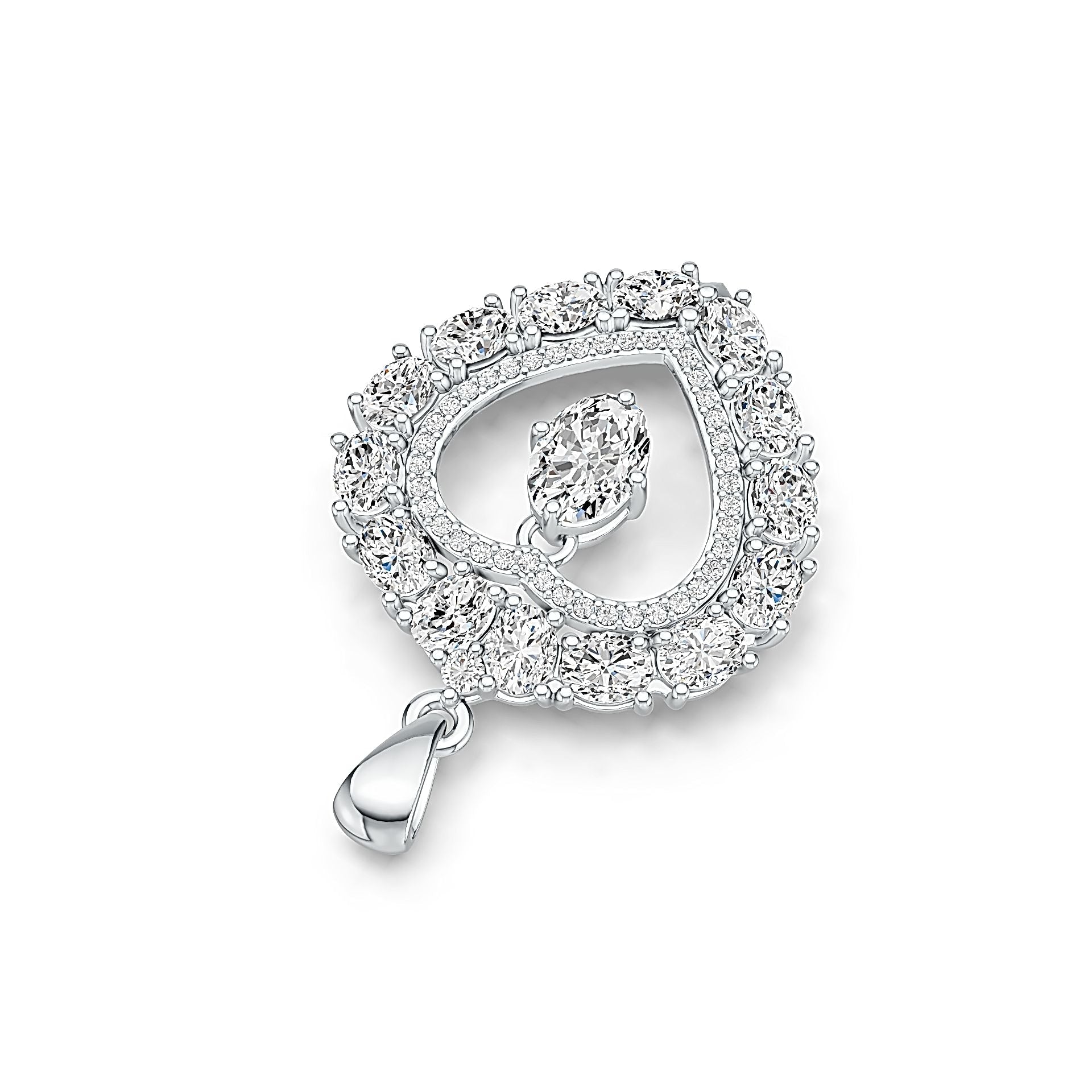 Platinum Semi Mount Pendant Setting Oval OV 7X5mm Diamond Accent DHJ